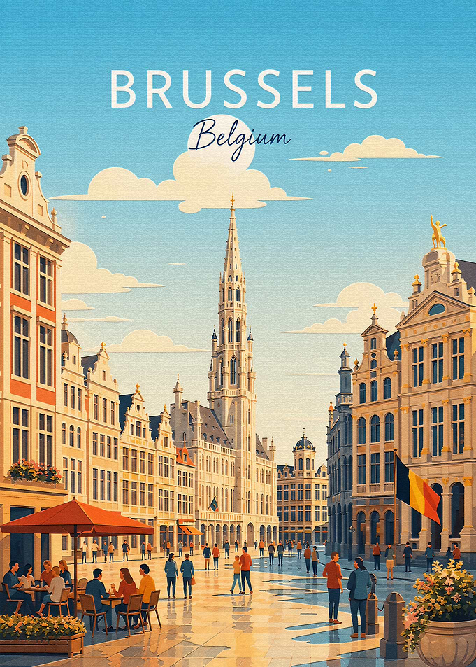 Vintage Travel Poster of Brussels