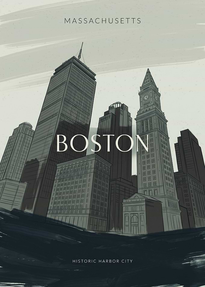 Boston Massachusetts Cityscape Poster