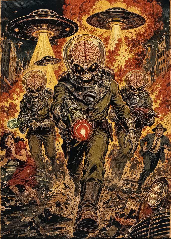 Mars Attacks Alien Invasion Poster