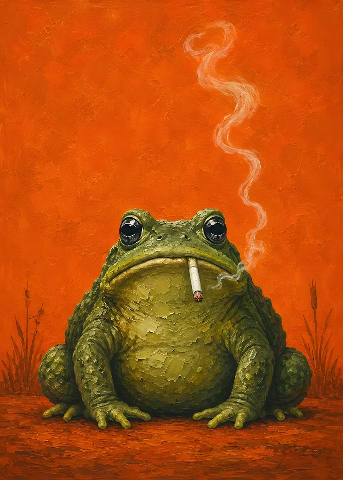 Smoking Toad Oil Painting