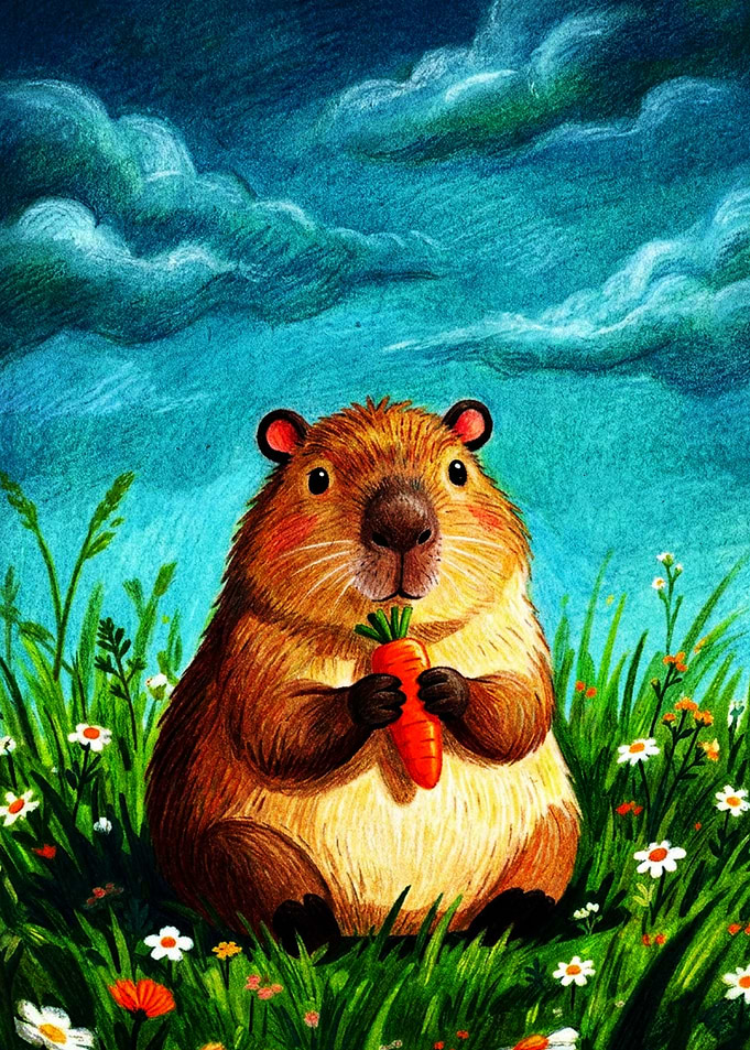 Cute Capybara Eating a Carrot