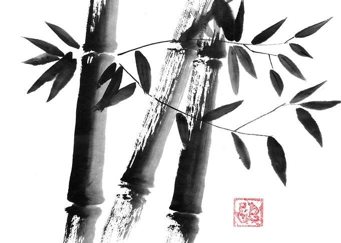 Traditional Ink Wash Bamboo Painting