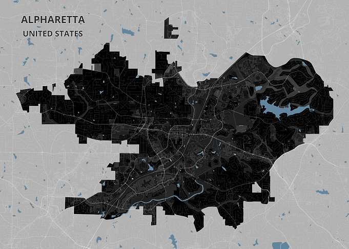 Alpharetta Georgia City Map Print