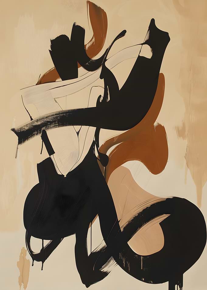 Abstract Black and Brown Brushstrokes