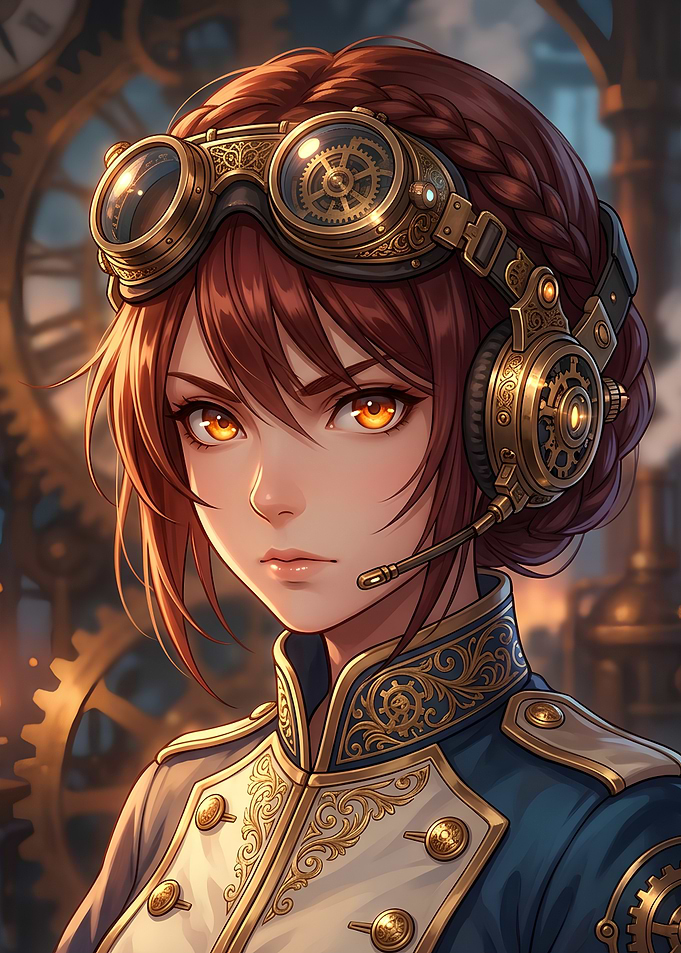 Steampunk Anime Girl with Goggles