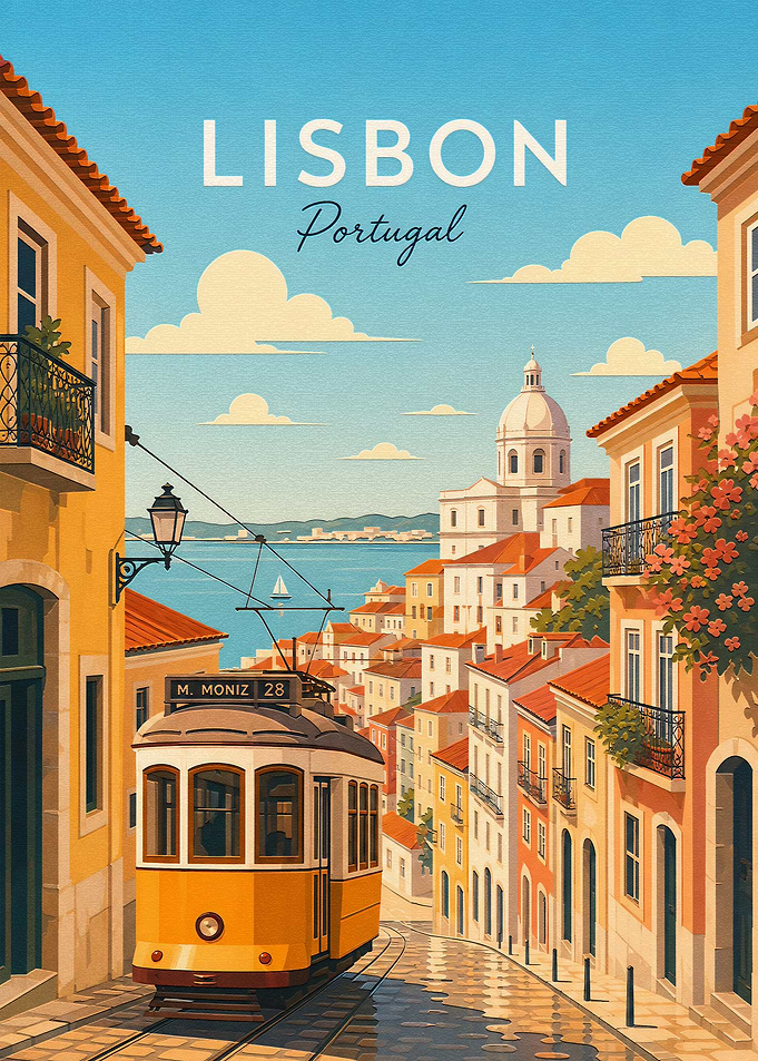 Vintage Lisbon Travel Poster