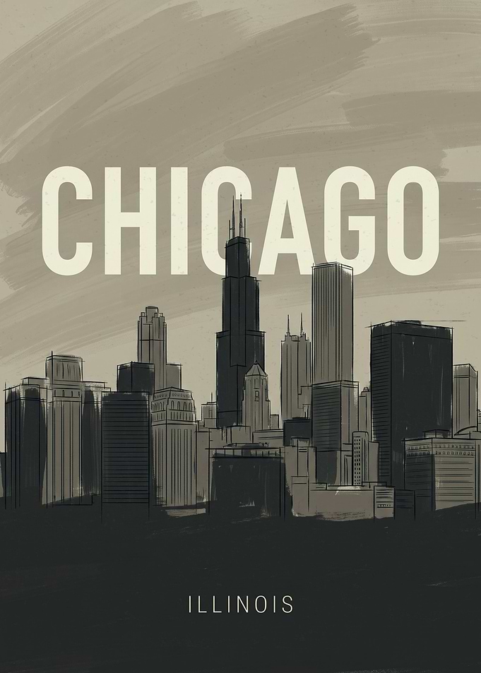 Chicago Skyline Minimalist Poster