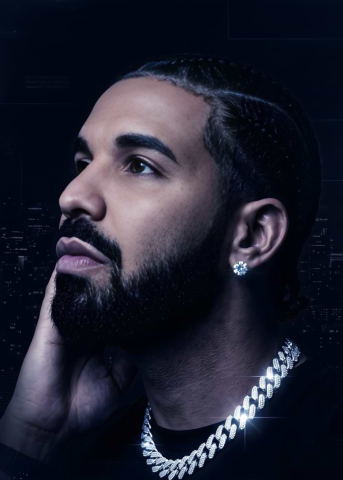 Portrait of Drake with Diamond Jewelry