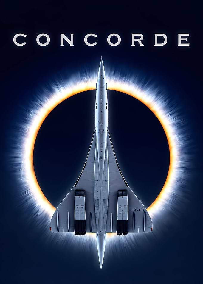 Concorde Supersonic Jet Solar Eclipse Poster