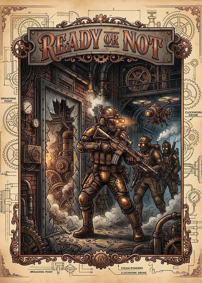 Ready or Not Steampunk Tactical Poster