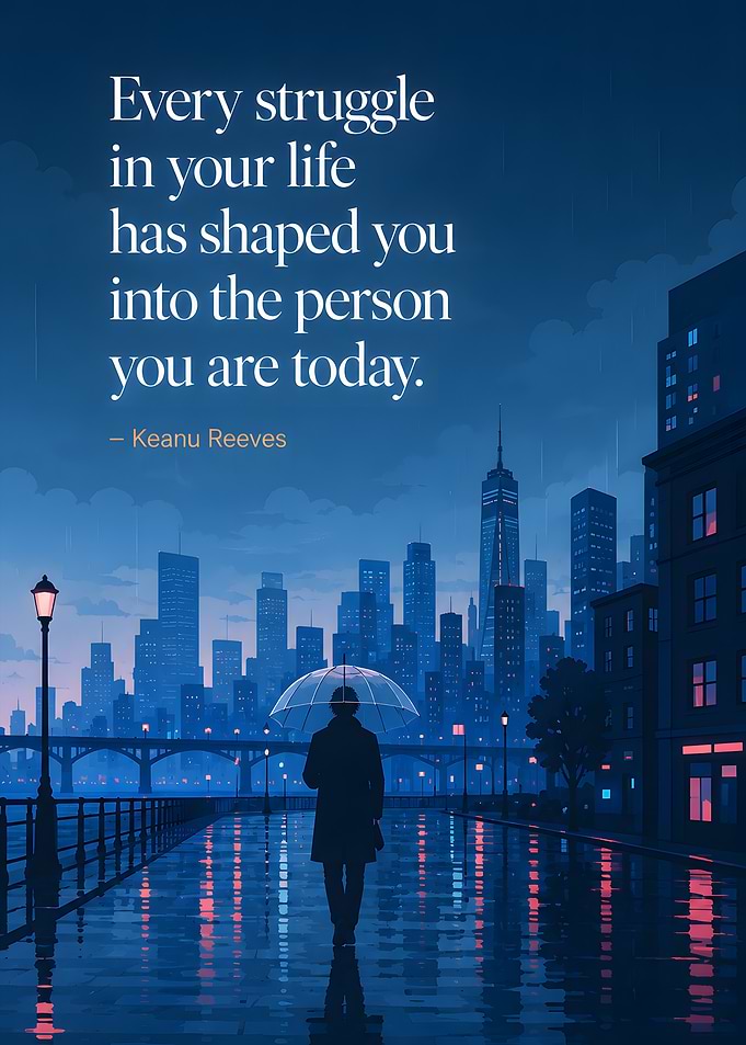 Keanu Reeves Inspirational City Quote Poster