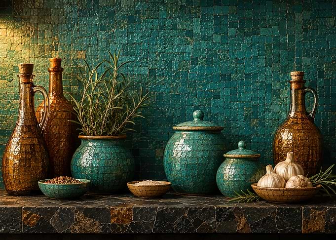 Rustic Turquoise Mosaic Kitchen Decor