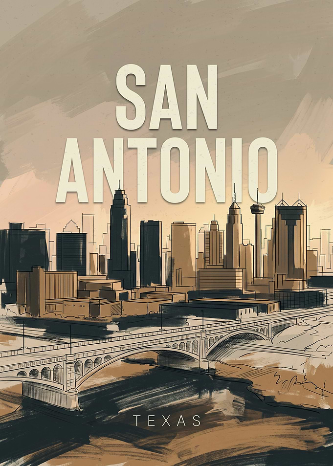 San Antonio Texas Skyline Art Print