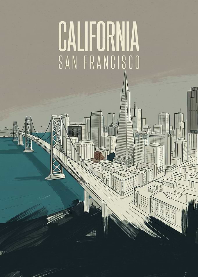 San Francisco California Skyline Poster