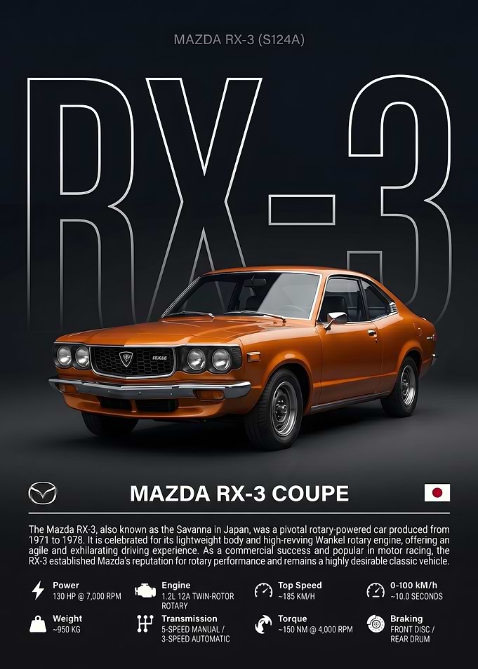 Mazda RX-3 Coupe Technical Poster
