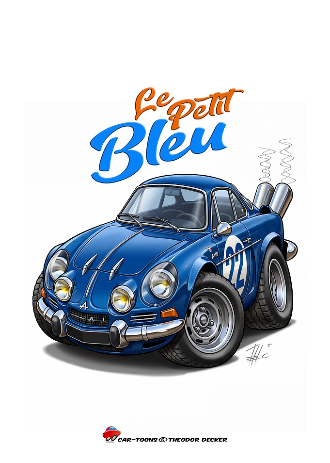 Le Petit Bleu Alpine A110 Cartoon