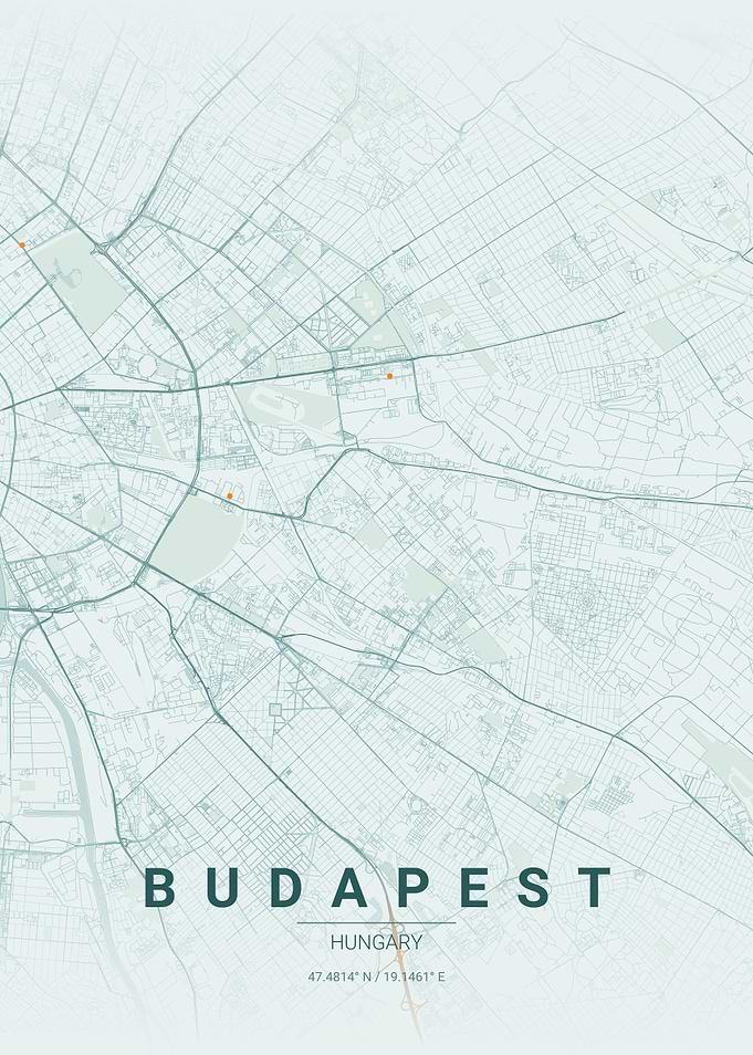 Budapest City Map Poster