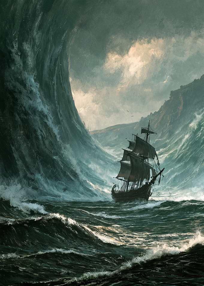 Sailing Ship in a Massive Storm