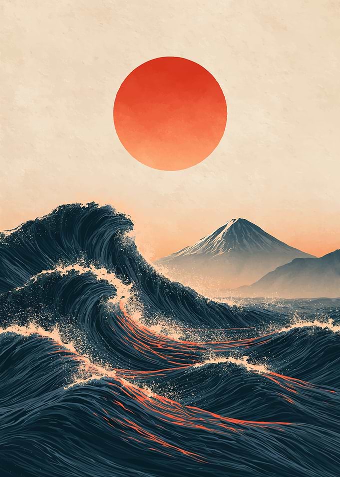 Mount Fuji and Great Wave Art