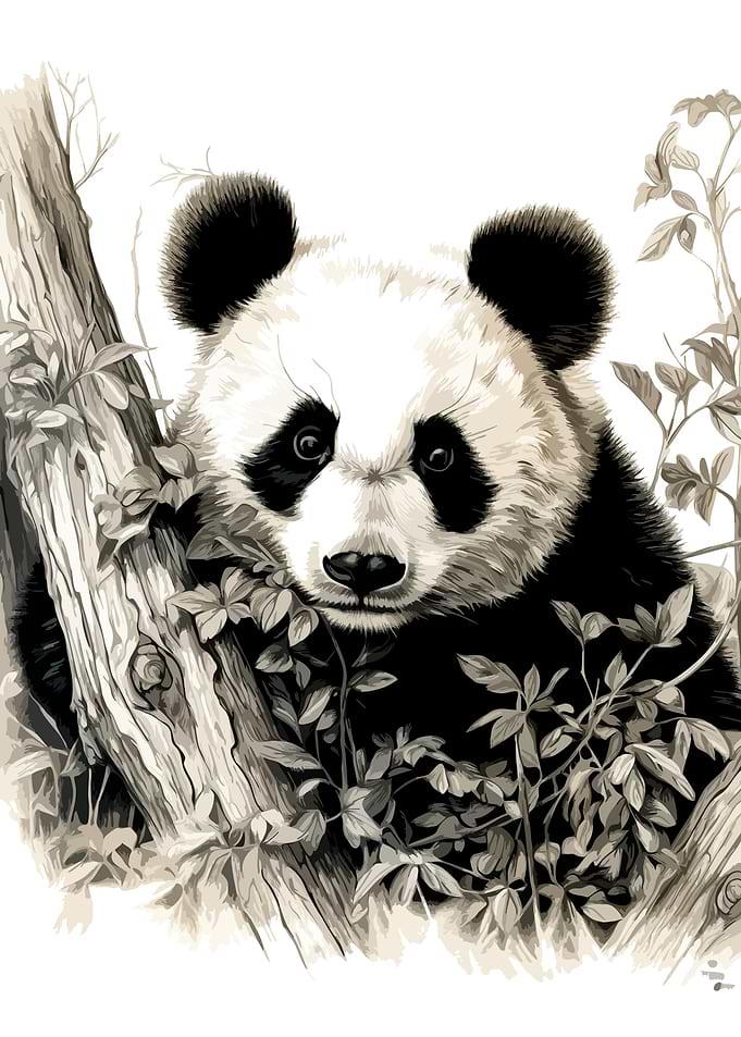 Detailed Panda Portrait in Nature