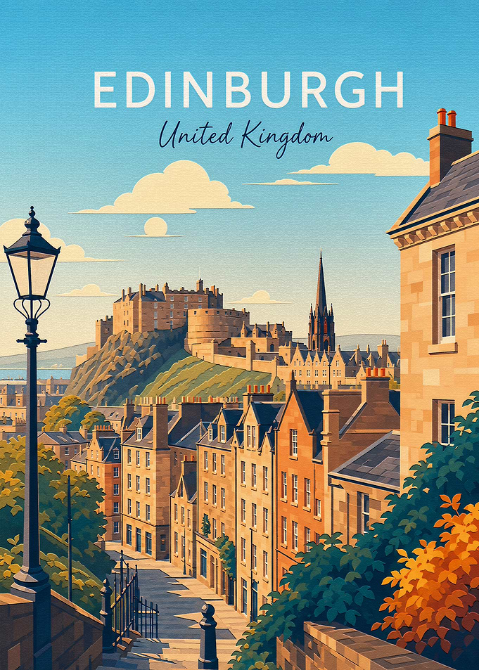 Vintage Travel Poster of Edinburgh