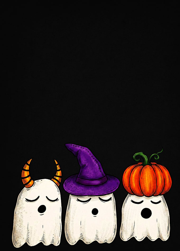 Three Cute Halloween Ghosts