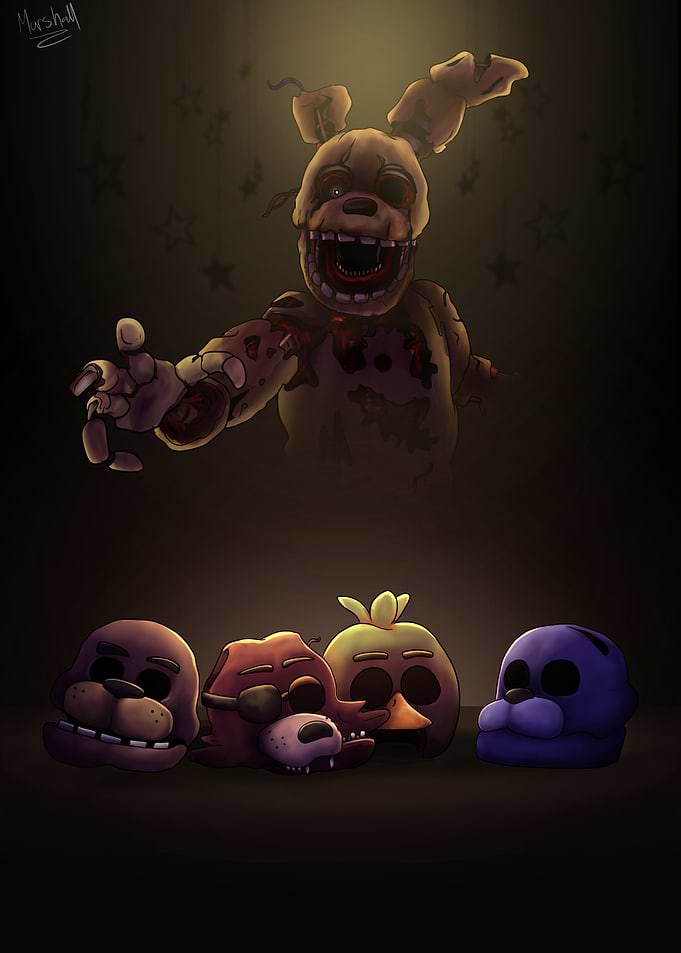 Springtrap and Fnaf Animatronic Heads