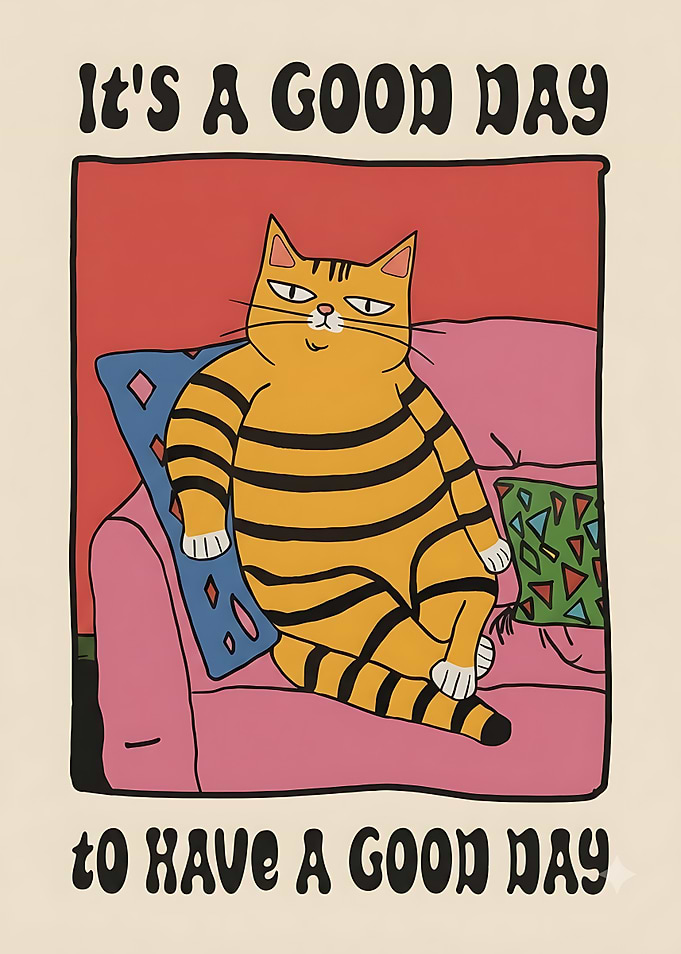 Funny Retro Cat Poster