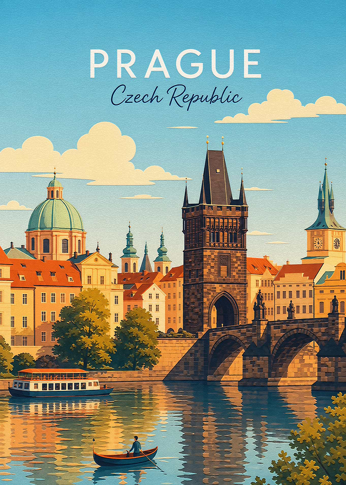 Vintage Travel Poster of Prague