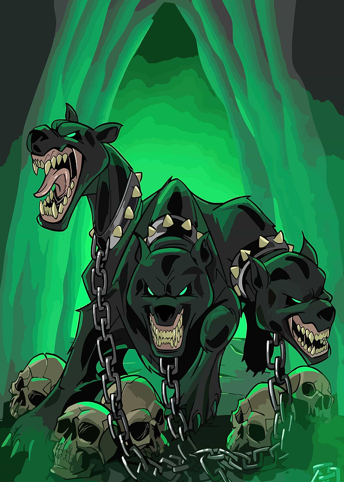 Cerberus Three-Headed Dog Illustration