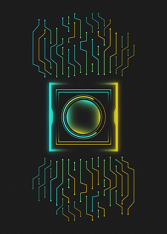 Neon Circuit Board Abstract - Futuristic Cyberpunk Glowing Node