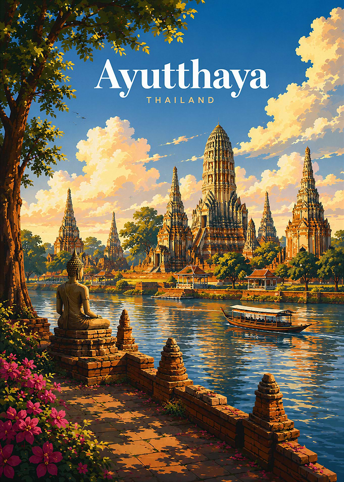 Ayutthaya Thailand Travel Poster