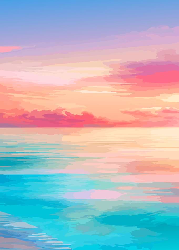 Pastel Sunset Over Calm Ocean