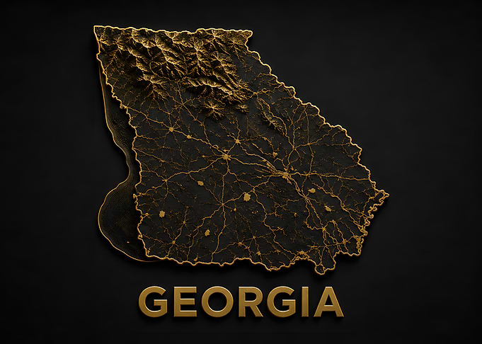 Georgia Gold Topo Relief Map