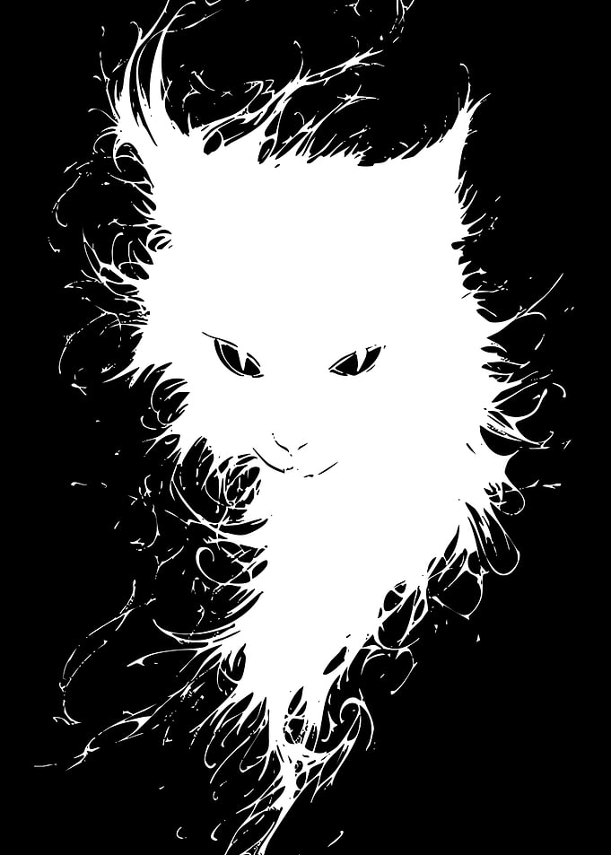 Abstract Ink Splatter Cat Portrait