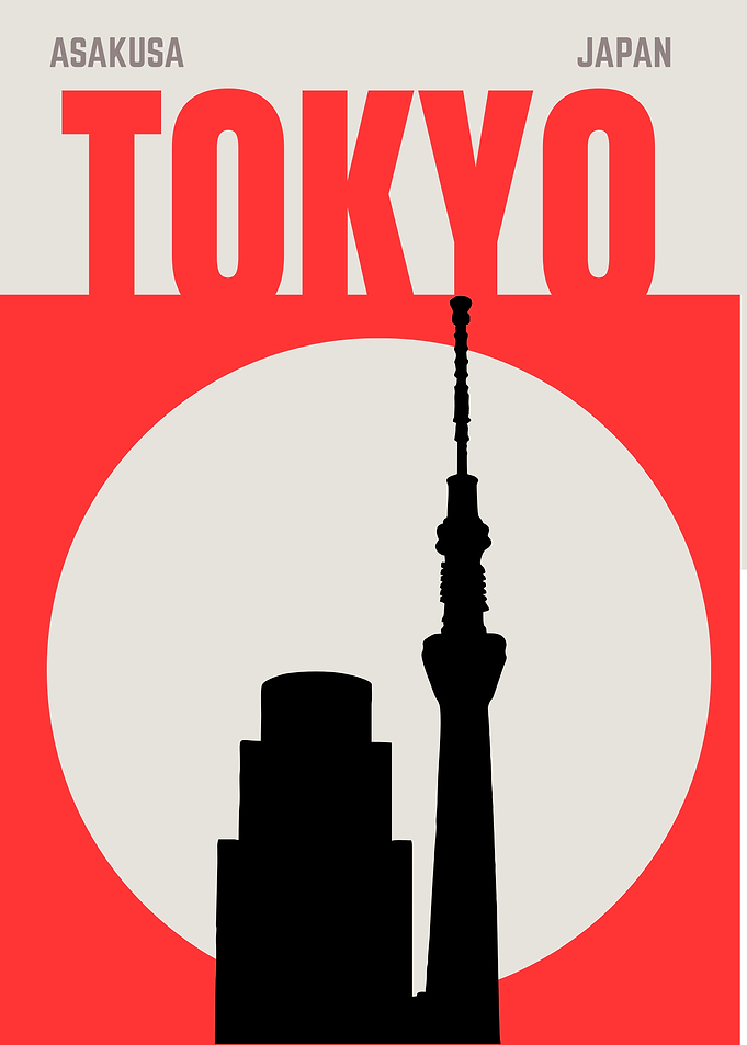 Tokyo Skytree Minimalist Japanese City Poster