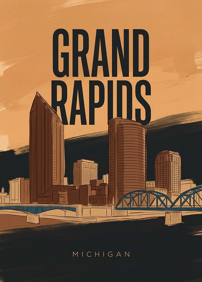 Grand Rapids Michigan Skyline Poster