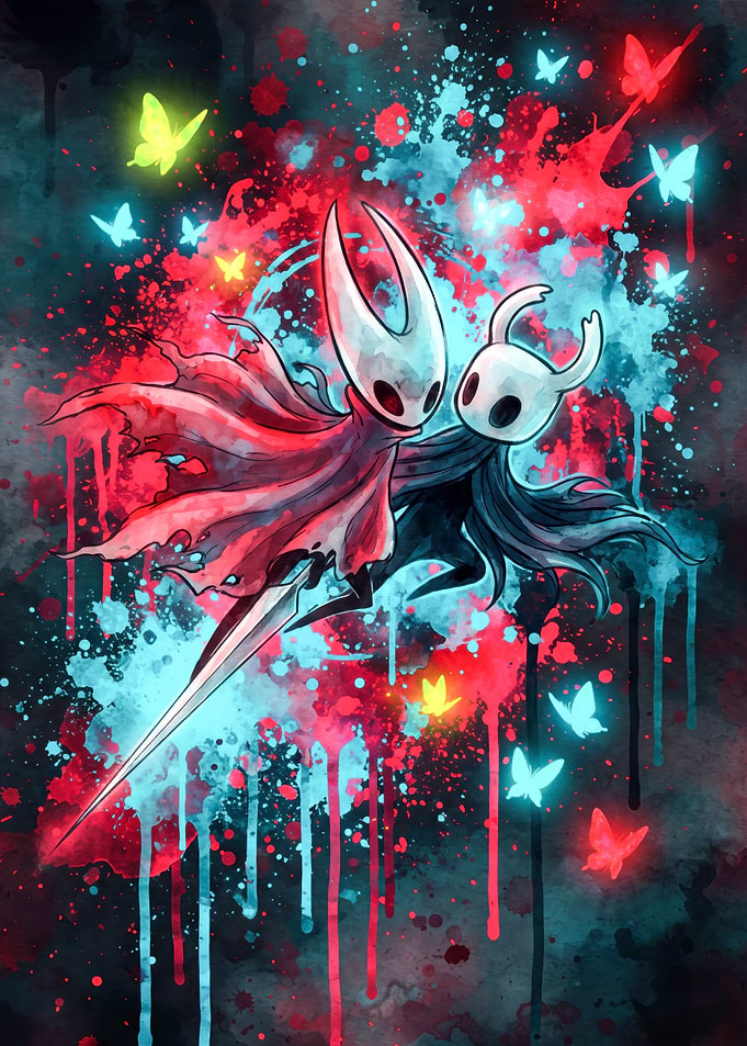 Hollow Knight and Hornet Watercolor Art