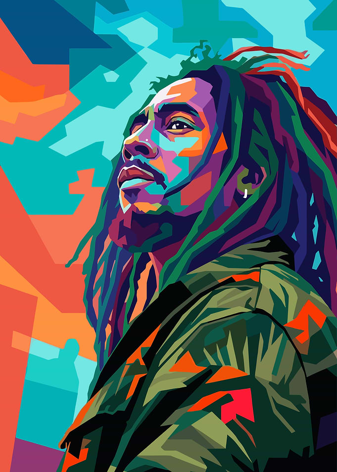 Colorful Pop Art Portrait of Bob Marley