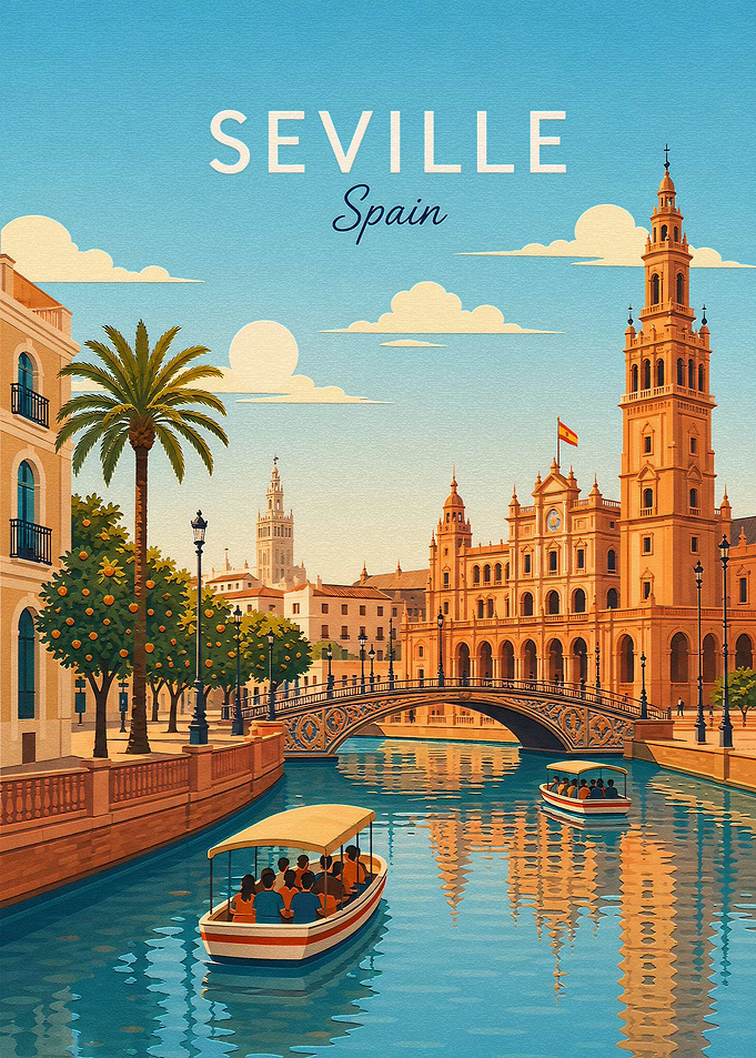 Vintage Travel Poster of Seville Spain