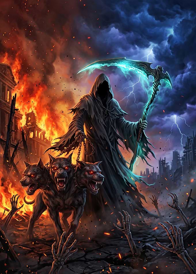 Grim Reaper with Cerberus