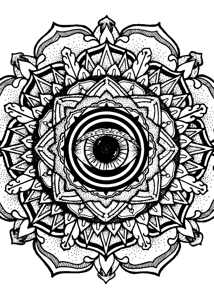 All-Seeing Eye Mandala Line Art