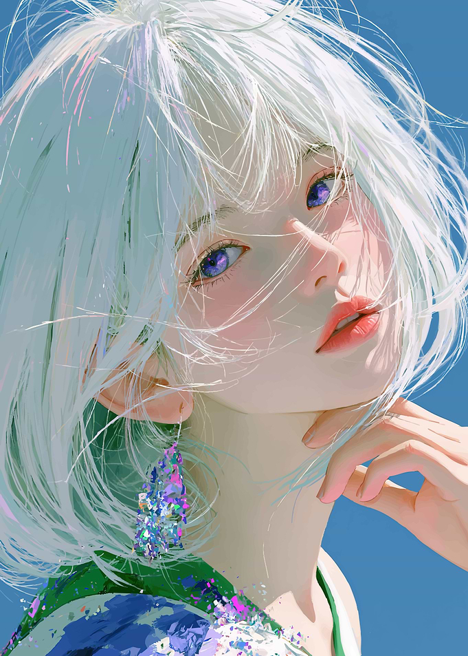 Portrait of a Girl with White Hair