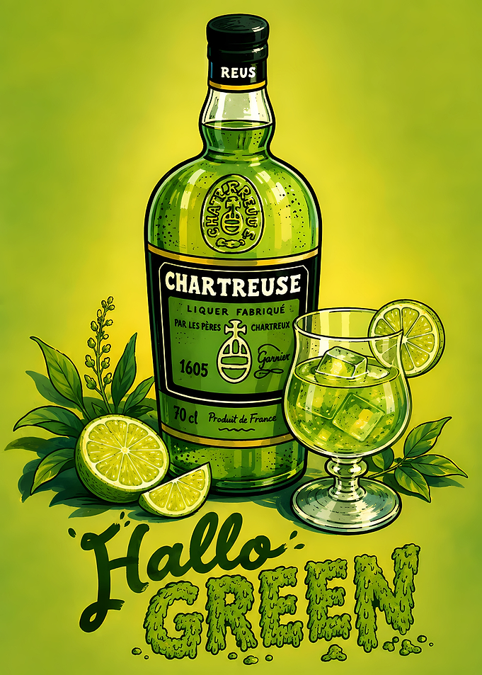 Chartreuse Liqueur Hallo Green Illustration