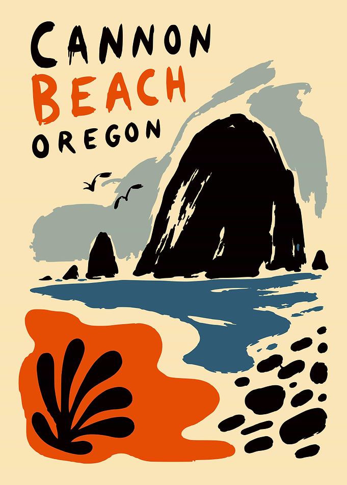 Cannon Beach Oregon Travel Poster