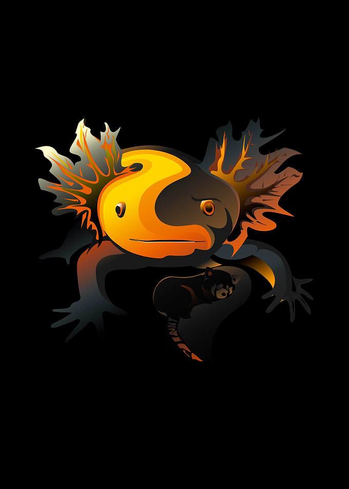 Geometric Axolotl Portrait Gold Variant