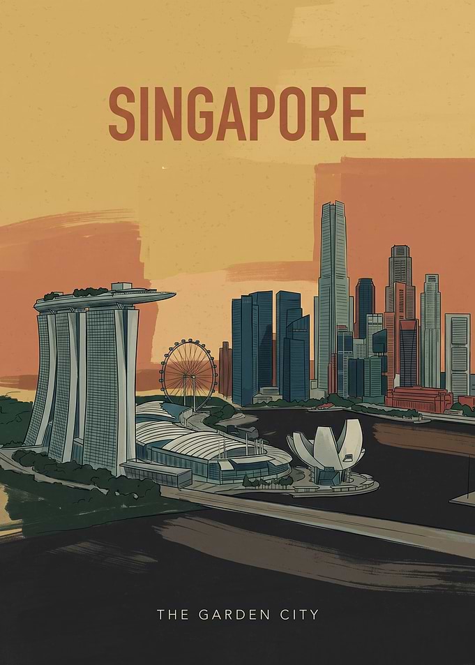 Singapore Cityscape Travel Poster