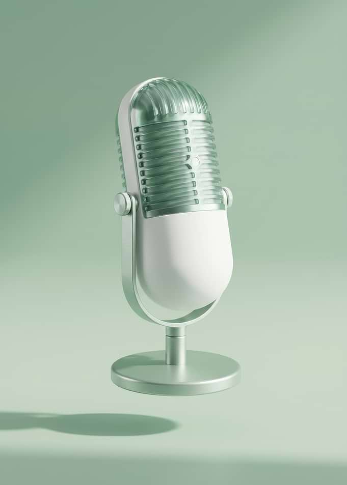 Minimalist Sage Green Vintage Retro Microphone