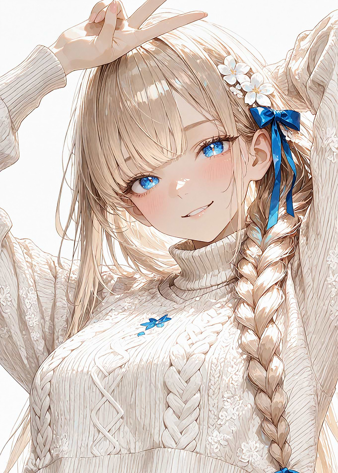 Anime Girl with Braided Blonde Hair
