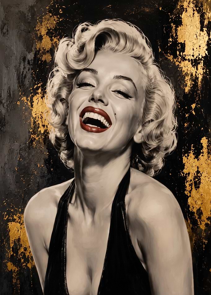Marilyn Monroe Portrait with Gold Accents
